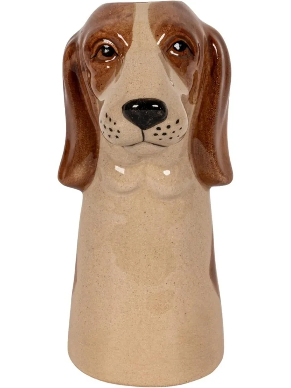 Hand-Painted 4-Piece Stoneware Dog Head Vase Set | Colorful Home Decor Accent